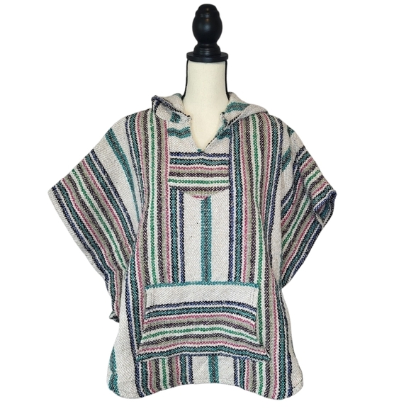 Baja Joe Hoodie Poncho Hoodie Multicolored Front Kangaroo Pocket Size S/M - Picture 1 of 9